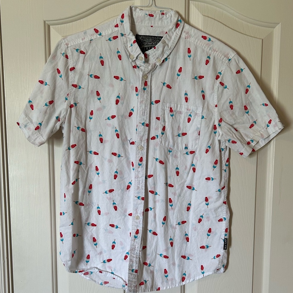 Men's White Shirt with Bomb Pop Pattern